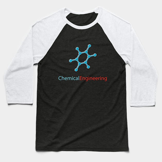 Chemical engineering text with molecule picture Baseball T-Shirt by PrisDesign99